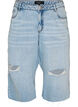 Cropped jeans with a distressed look and raw edges, Light Blue, Packshot image number 0