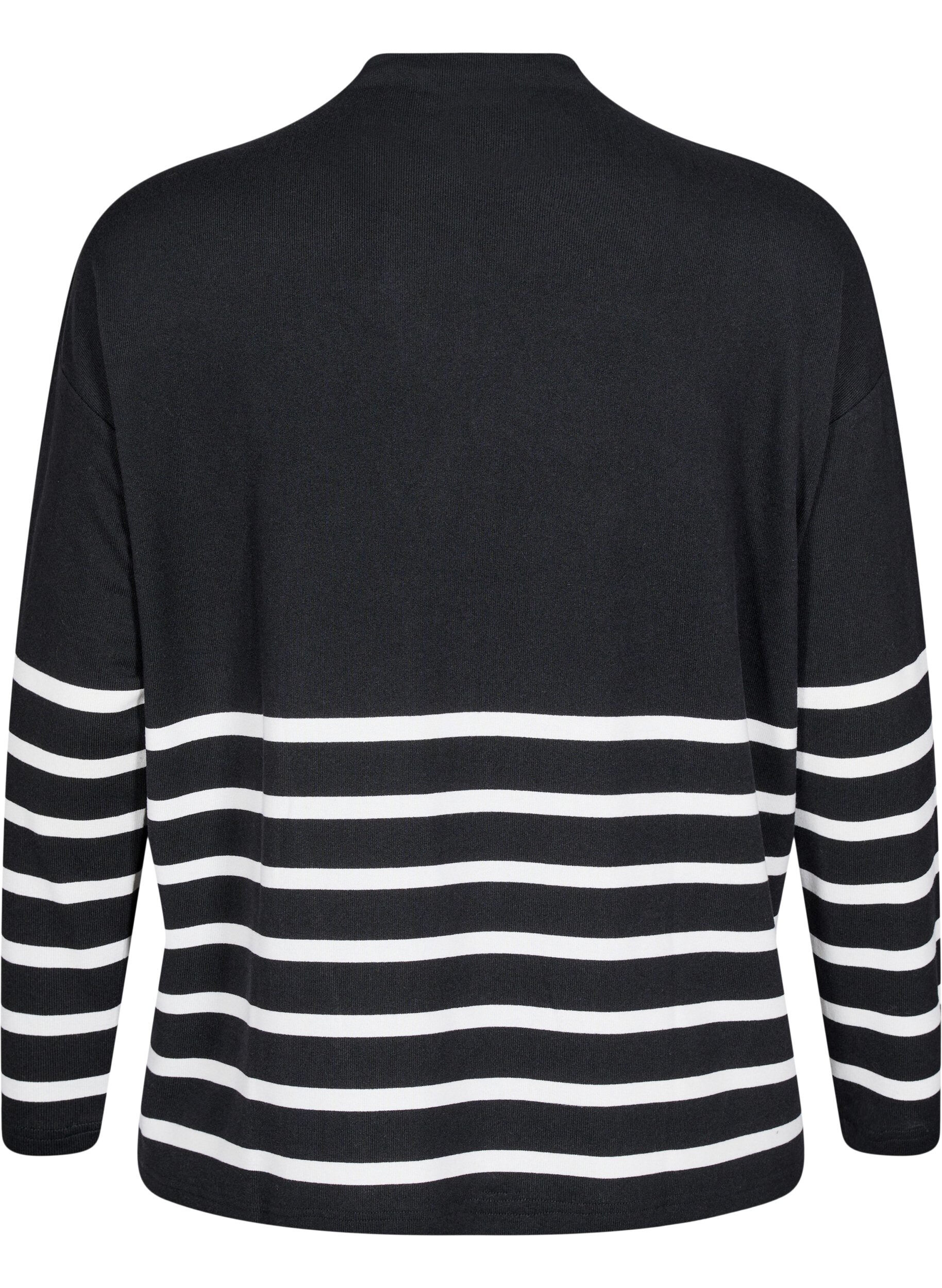 Zizzifashion Blouse with a high neck and long sleeves, Black, Packshot image number 1