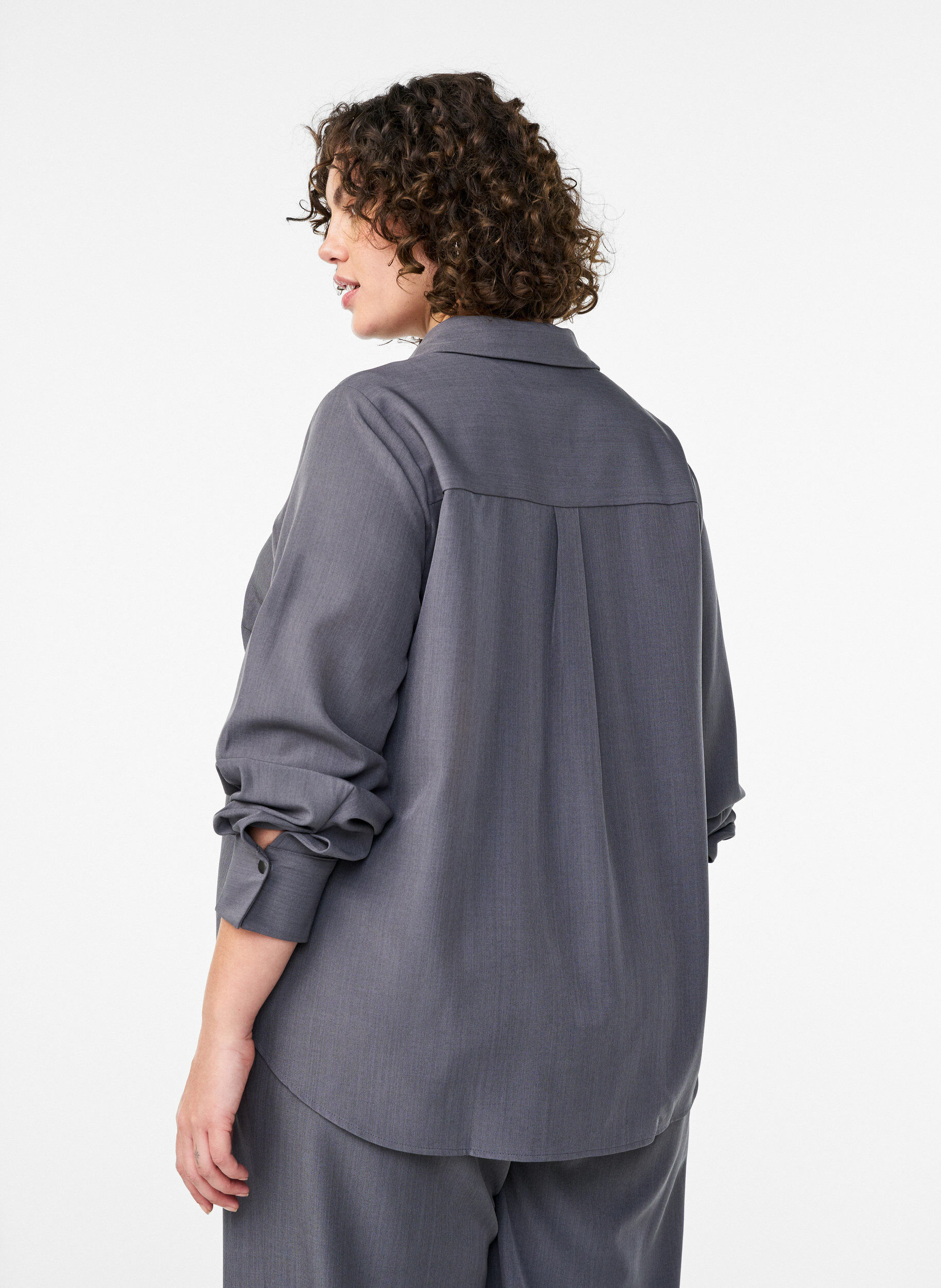 Zizzifashion Shirt with collar and press buttons, Grey, Model image number 2