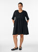Dress with a ribbed texture and an empire line, Black, Model image number 1