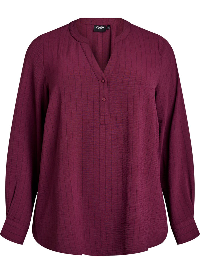 Pinstripe shirt blouse, Red, Packshot image number 0