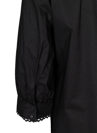 Cotton tunic with 3/4 length sleeves, Black, Packshot image number 3