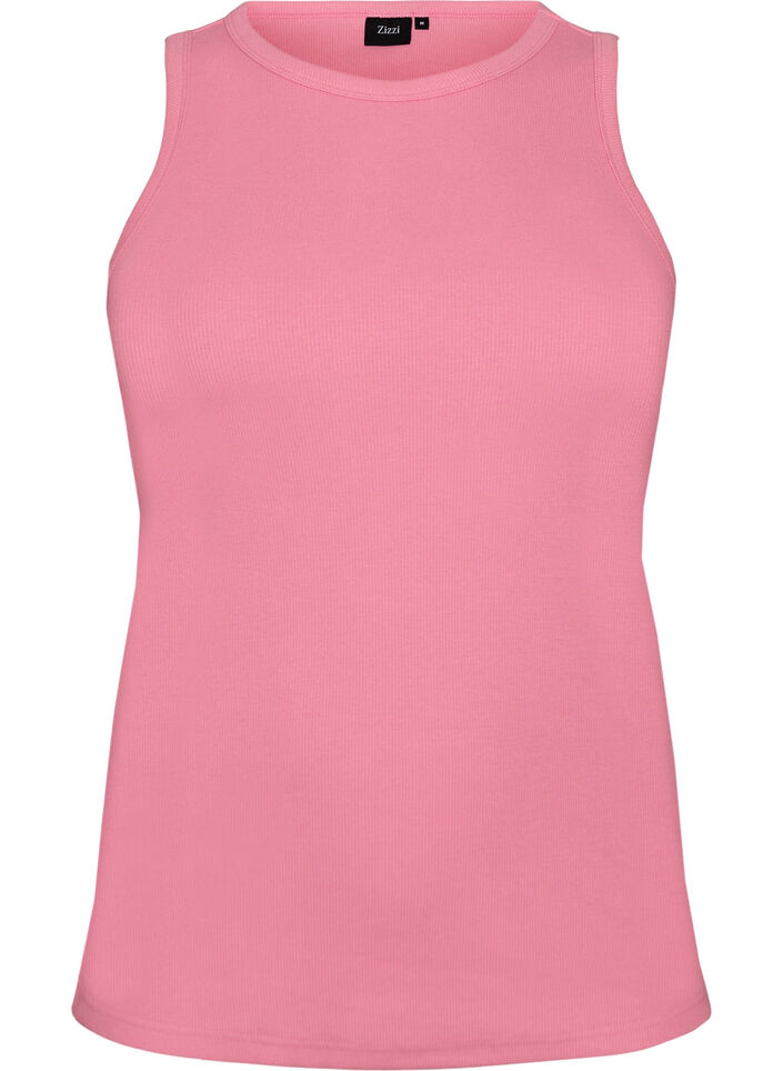 Cotton ribbed top with high neck, Rose, Packshot image number 0
