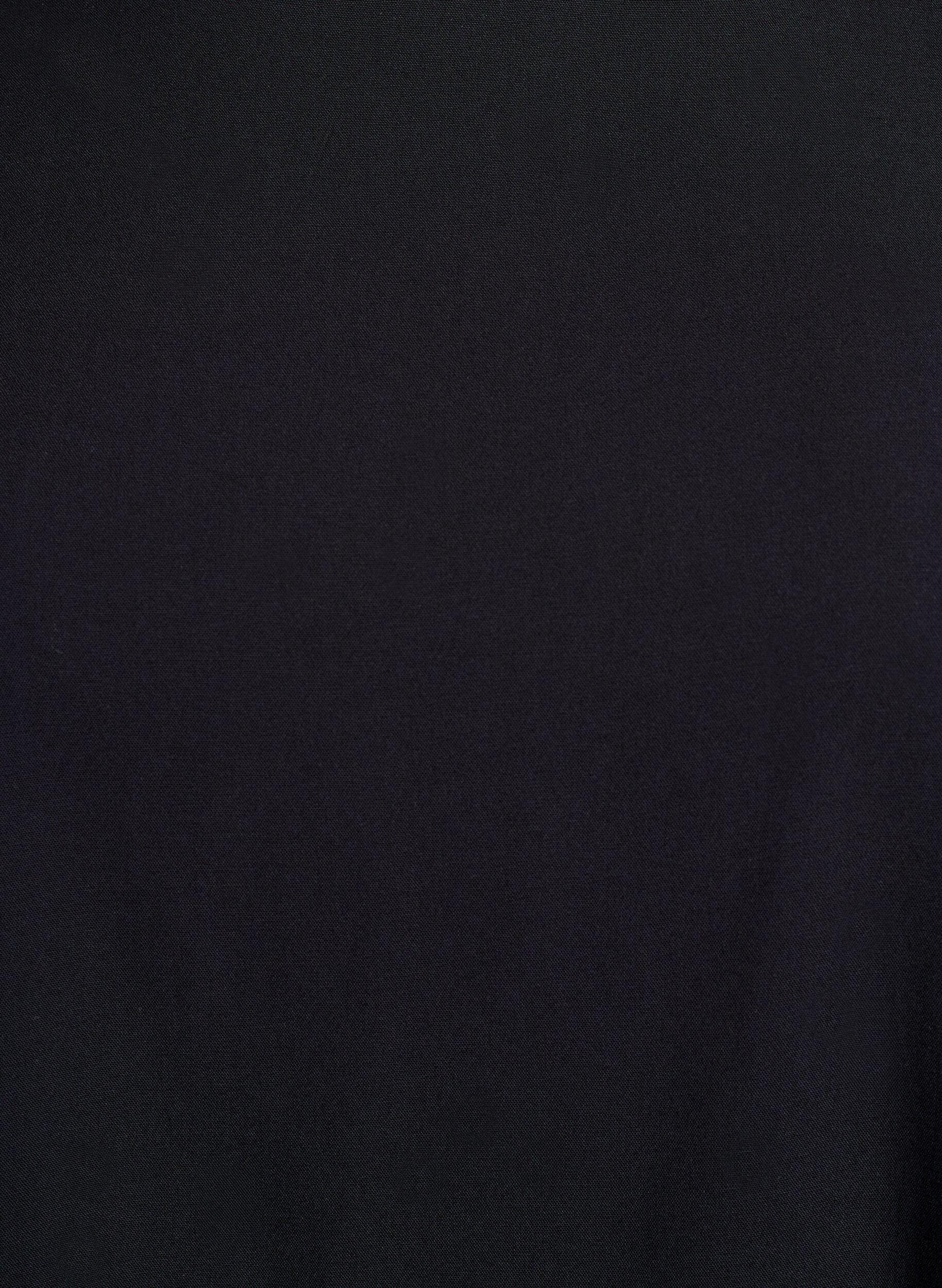Zizzifashion Short-sleeved woven blouse with round neck, Black, Packshot image number 2