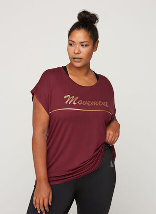 Sports t-shirt with print on the chest, Tawny Port, Model image number 0