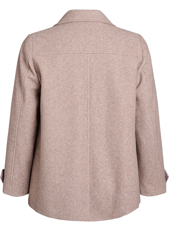 Short coat with double-breasted button closure, Beige, Packshot image number 1