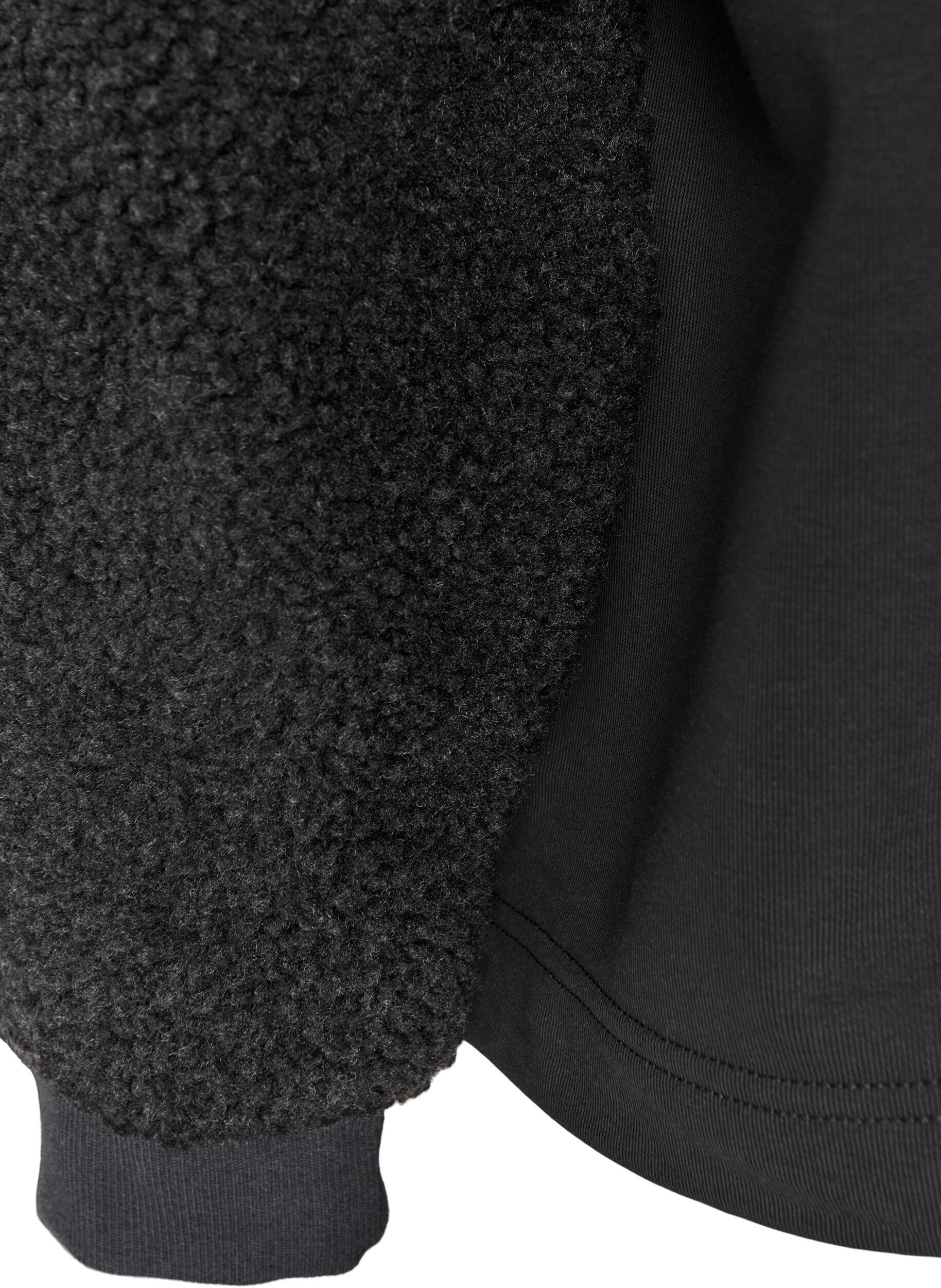 ZizzifashionSweatshirt with teddy sleeves and a high neck, Dark Grey, Packshot image number 3