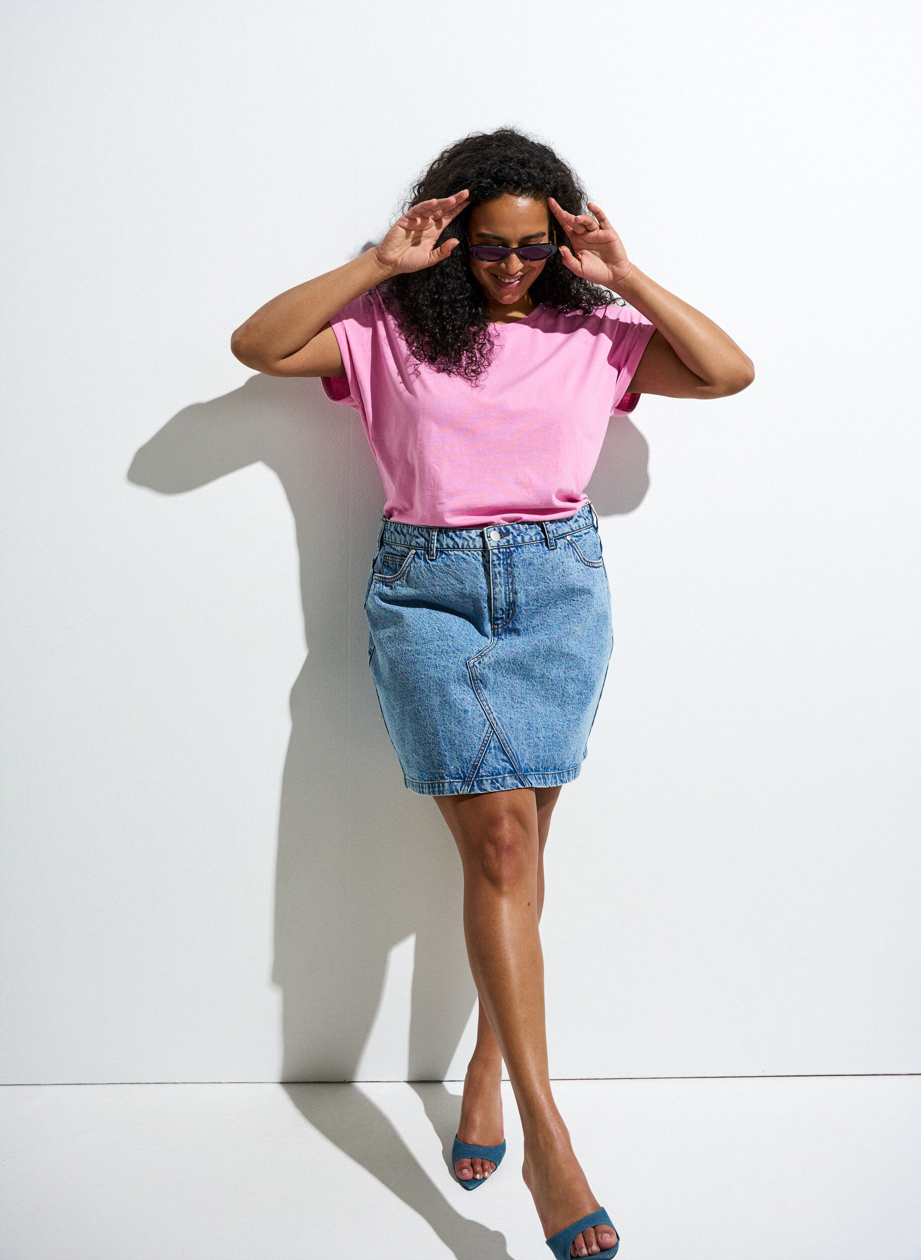 ZizzifashionShort sleeved cotton blend t-shirt, Pink, Image image number 0