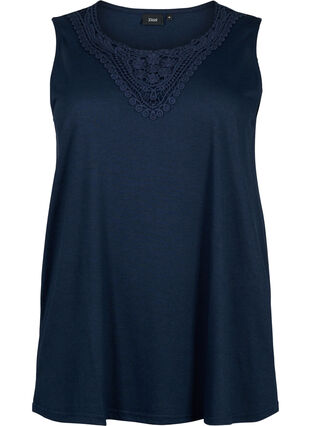 Sleeveless top with lace, Total Eclipse, Packshot image number 0