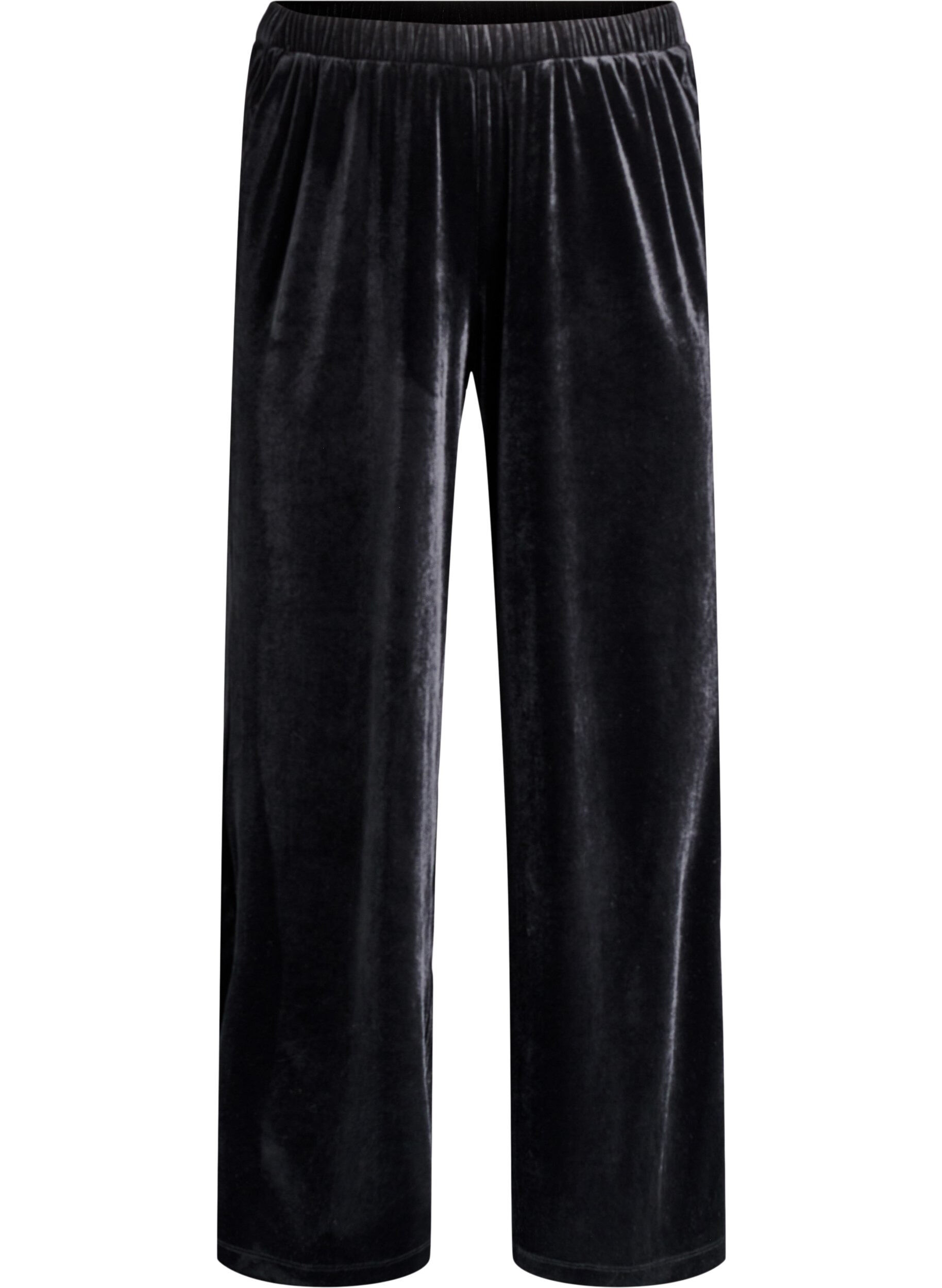 Velour trousers with a high waist and wide legs