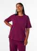 Textured blouse with elbow-length sleeves, Red, Model image number 0