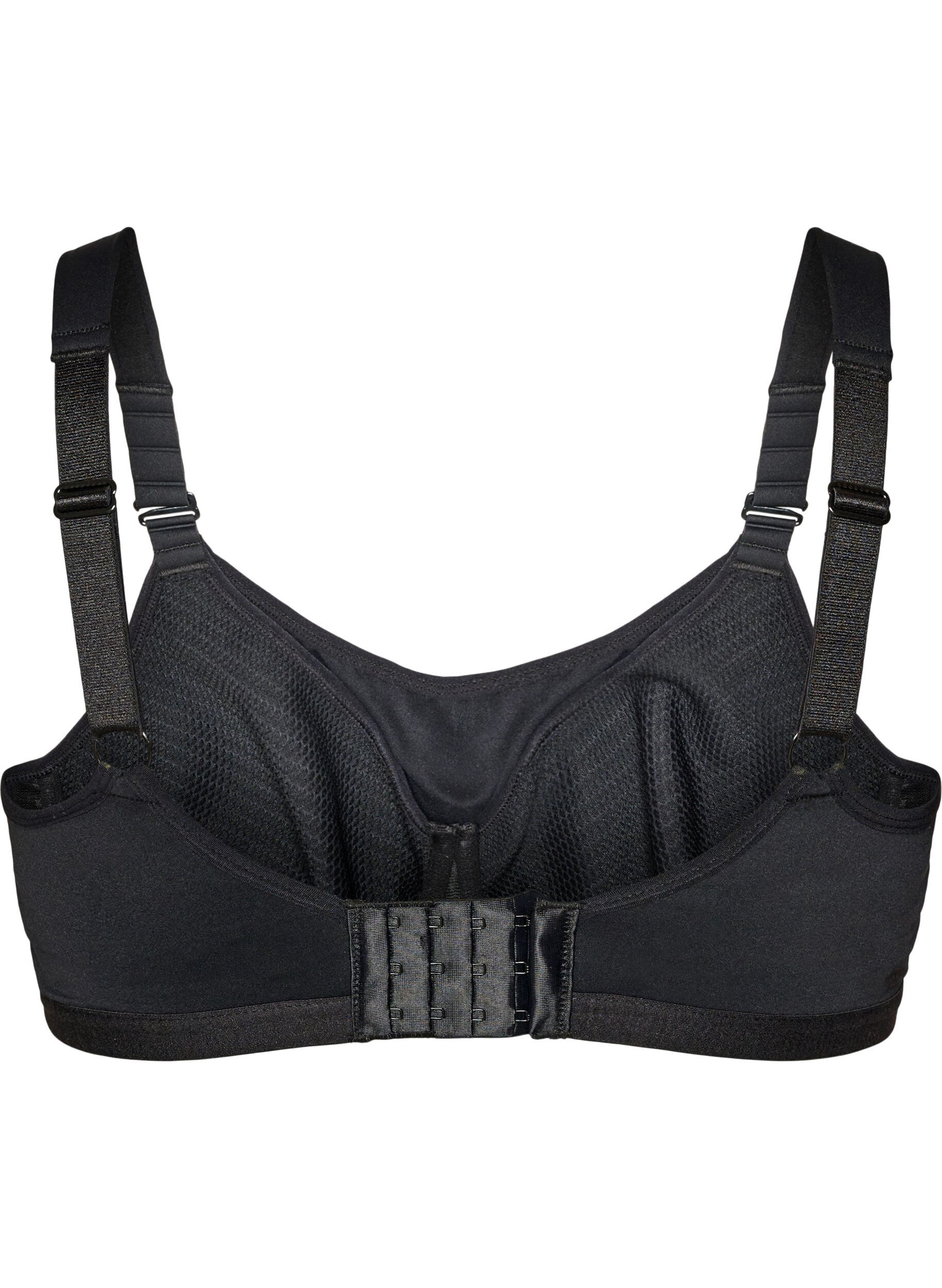 Zizzifashion High support sports bra with underwire and padded straps, Black, Packshot image number 1