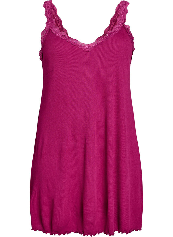 Nightgown with lace hem, Purple, Packshot image number 0