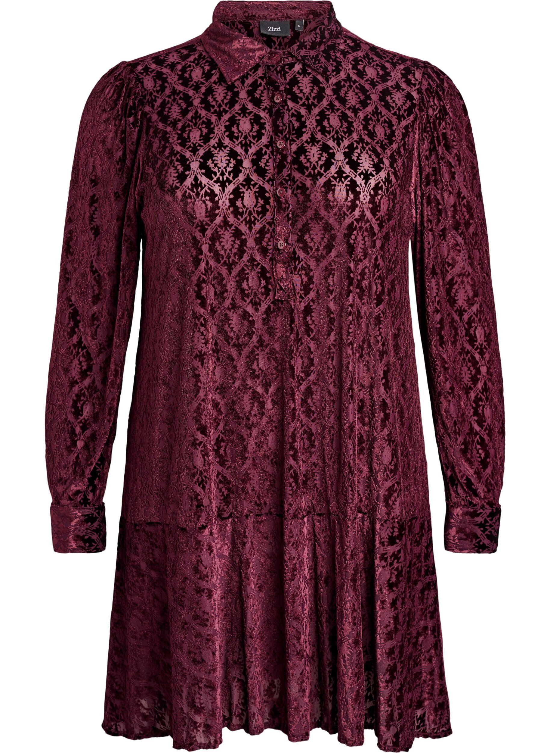 Short dress with a velour pattern