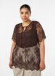 Short-sleeved lace blouse with tie-fastening, Brown, Model image number 0