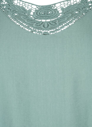 Blouse in viscose with crochet detail, Chinois Green, Packshot image number 2