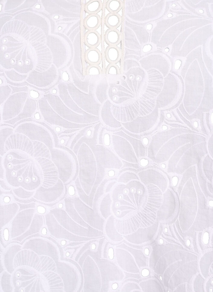 Long-sleeved cotton blouse with broderie anglaise, White, Packshot image number 2