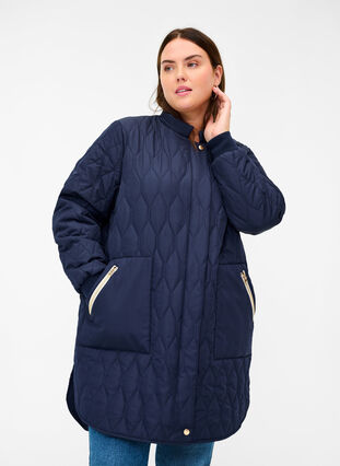 Quilted jacket with pockets, Night Sky, Model image number 0
