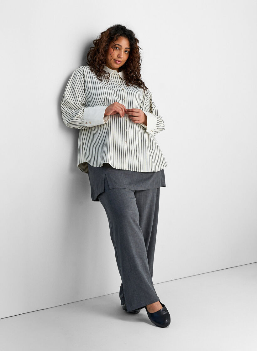 Straight fit trousers with skirt, Dark Grey, Image image number 0