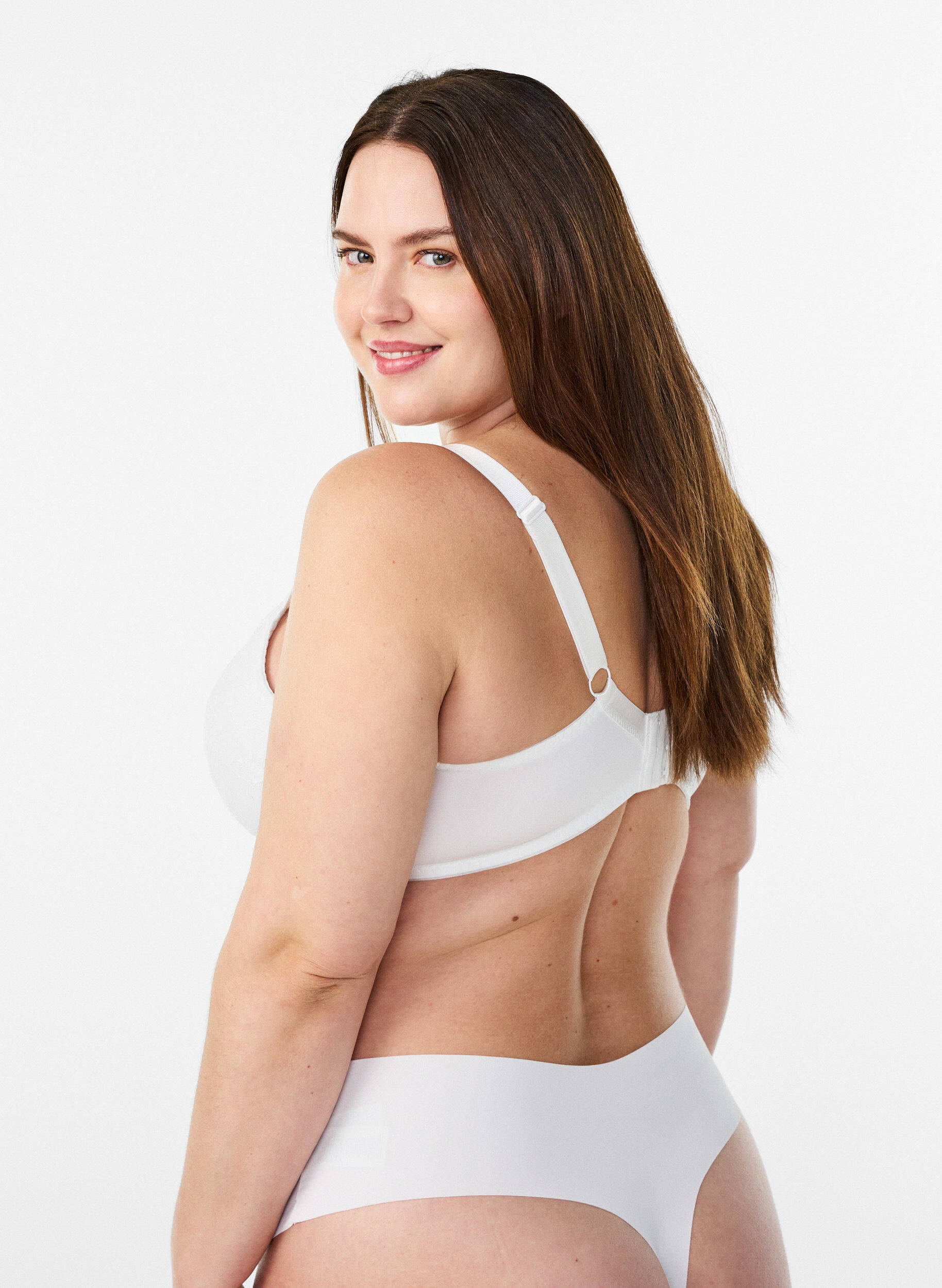 ZizzifashionPadded lace bra with underwire, White, Model image number 2