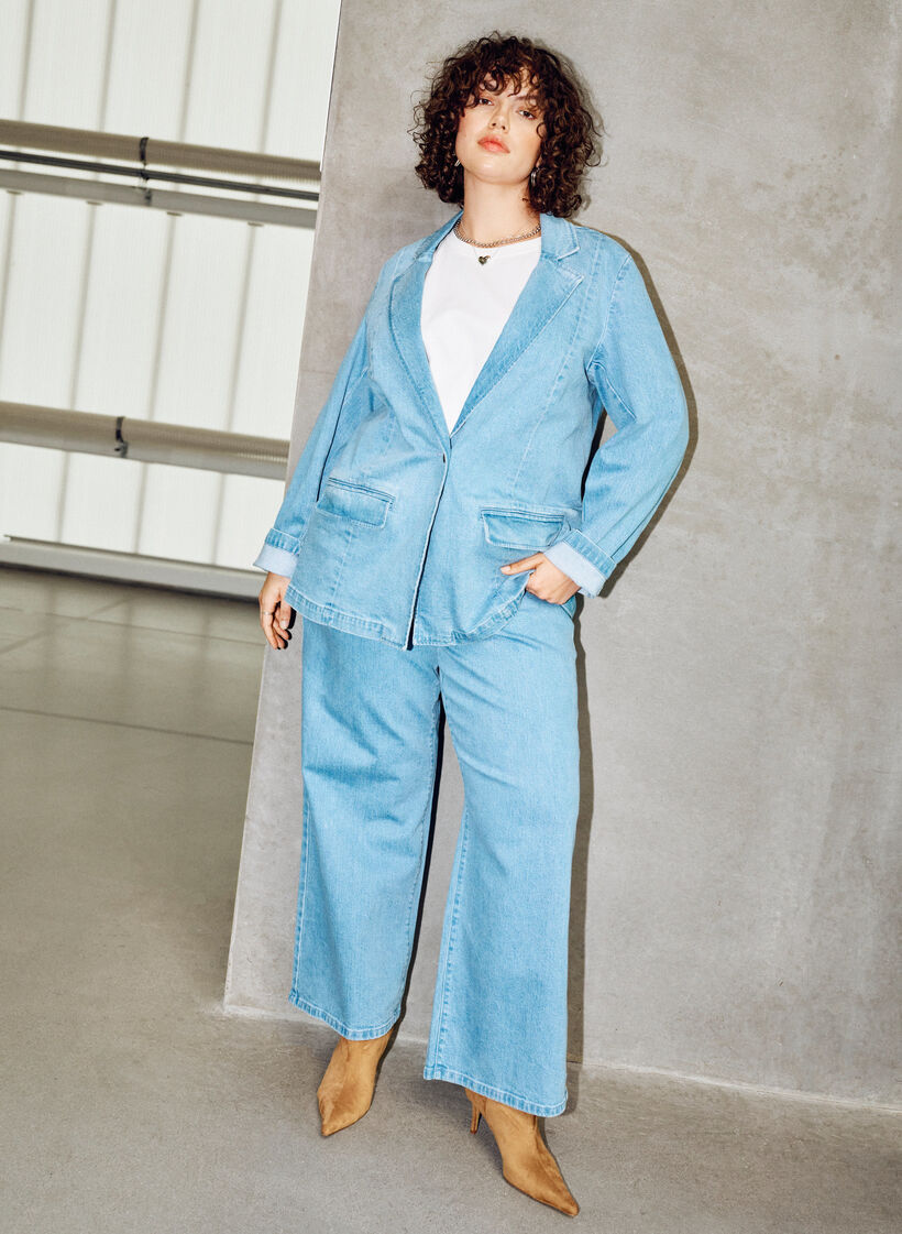 High-waisted wide leg jeans, Light Blue, Image