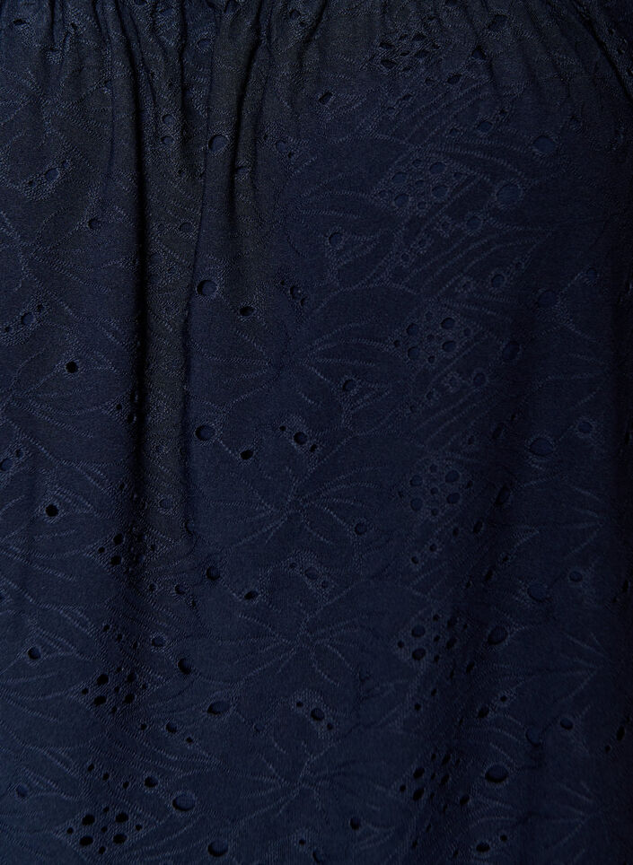 Blouse with short puff sleeves and an openwork pattern, Blue, Packshot image number 2