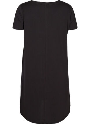 Short-sleeved cotton nightdress with print, Black, Packshot image number 1