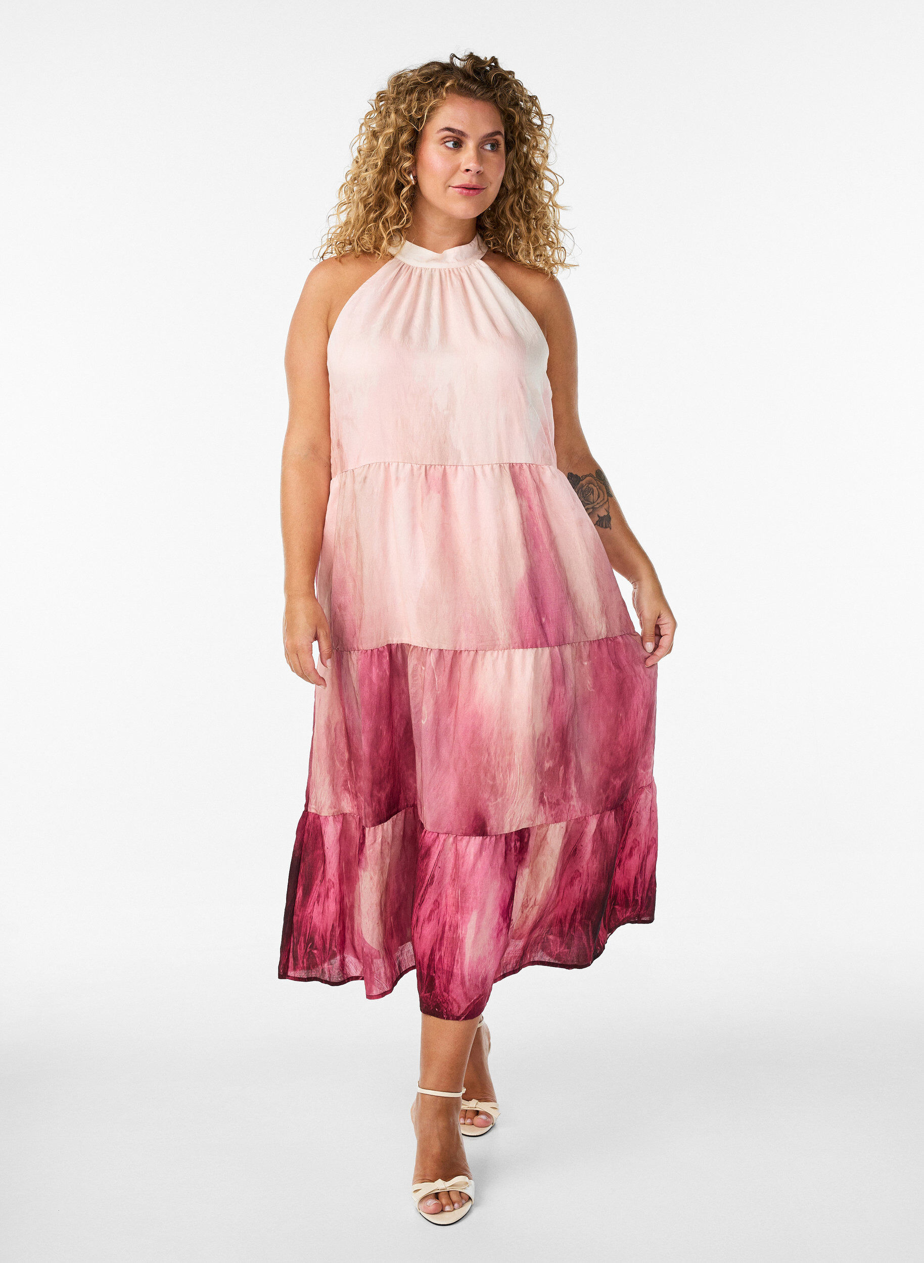Zizzifashion Midi halterneck dress, Rose, Model image number 0