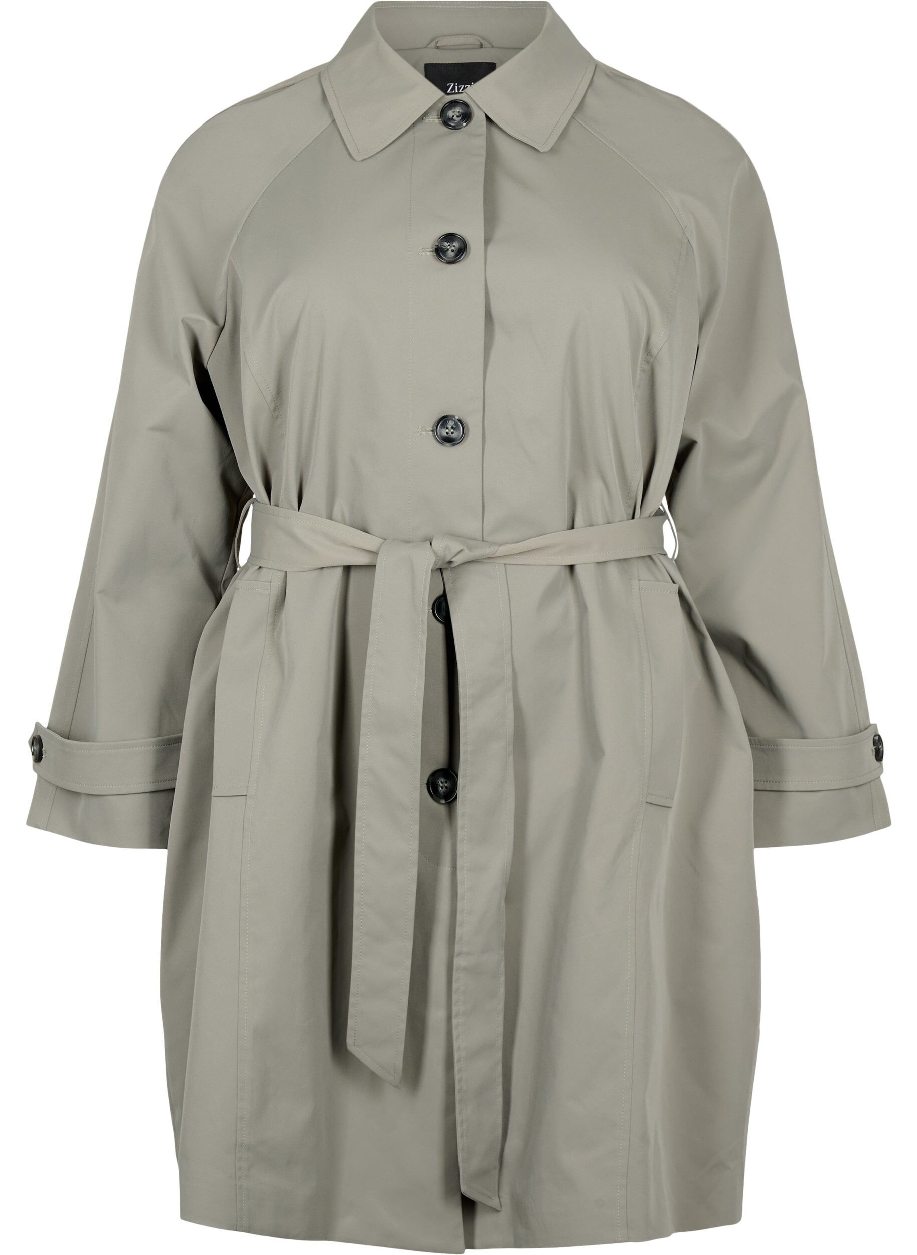 Zizzifashion Trench coat with pockets and belt, Sea Spray, Packshot image number 0