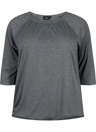 Malange blouse with 3/4 sleeves, Dark Grey Melange, Packshot image number 0