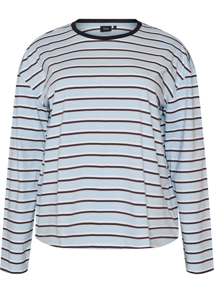 Basic t-shirt with long sleeves, Blue, Packshot image number 0