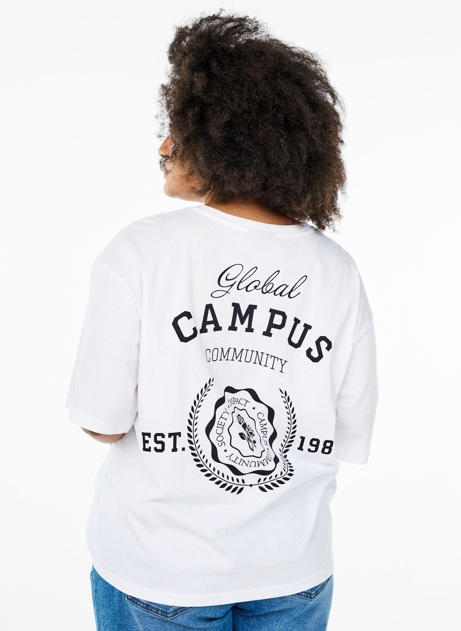 Oversized T-shirt with back print, White, Model