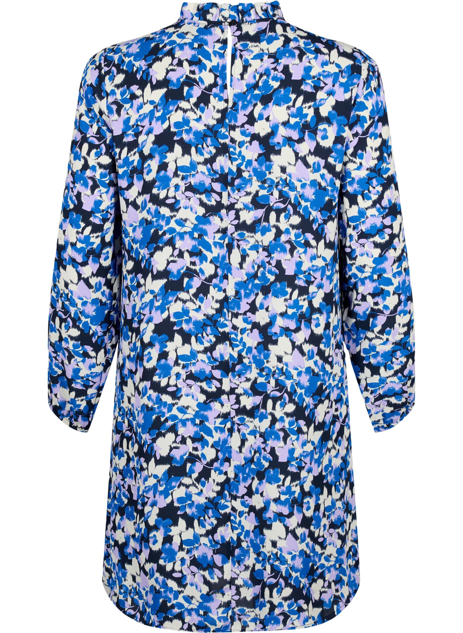 Zizzifashion FLASH - Long sleeve dress with print, Blue Purple Flower, Packshot image number 1