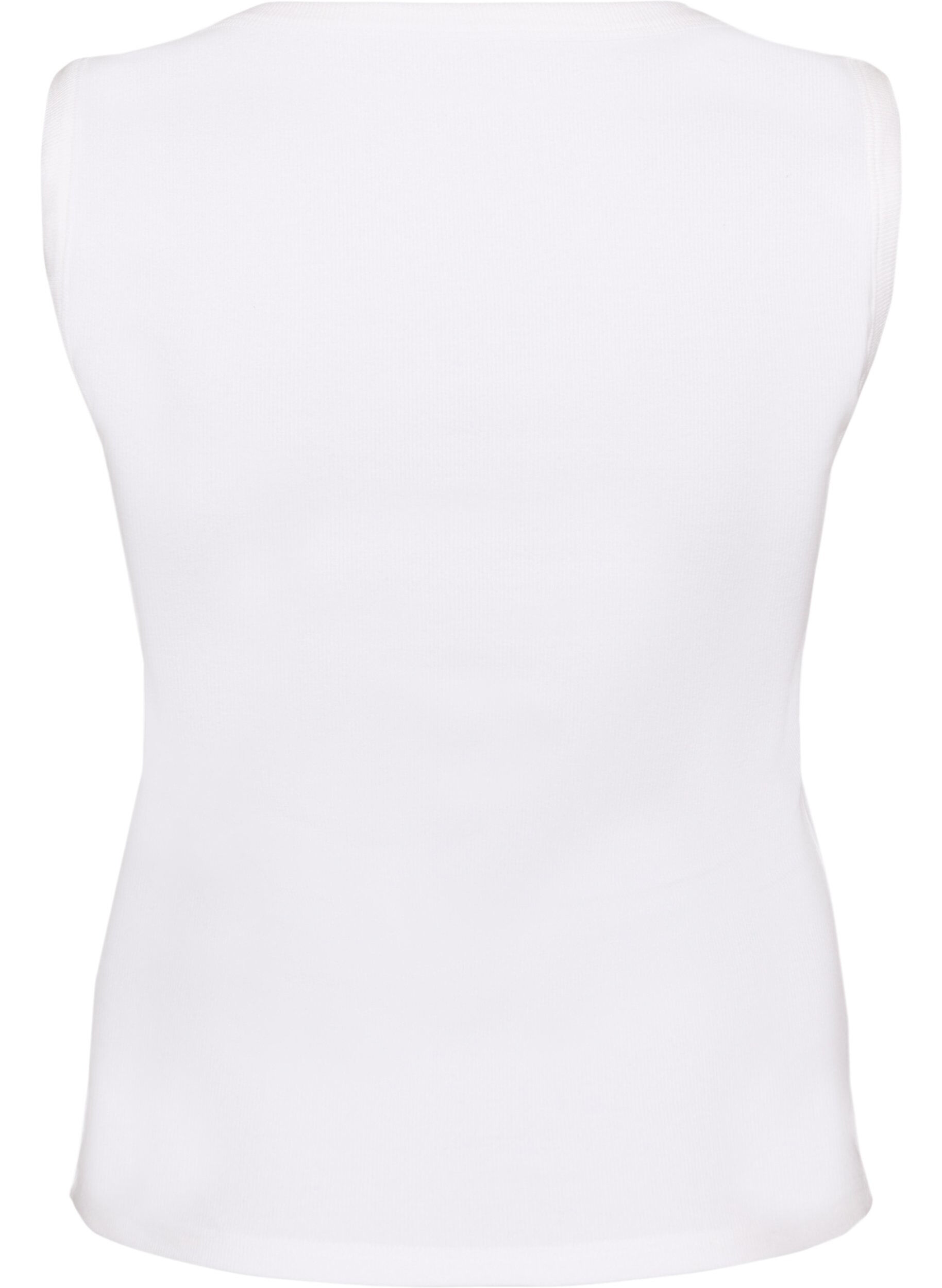 Zizzifashion Rib top with square neckline, White, Packshot image number 1