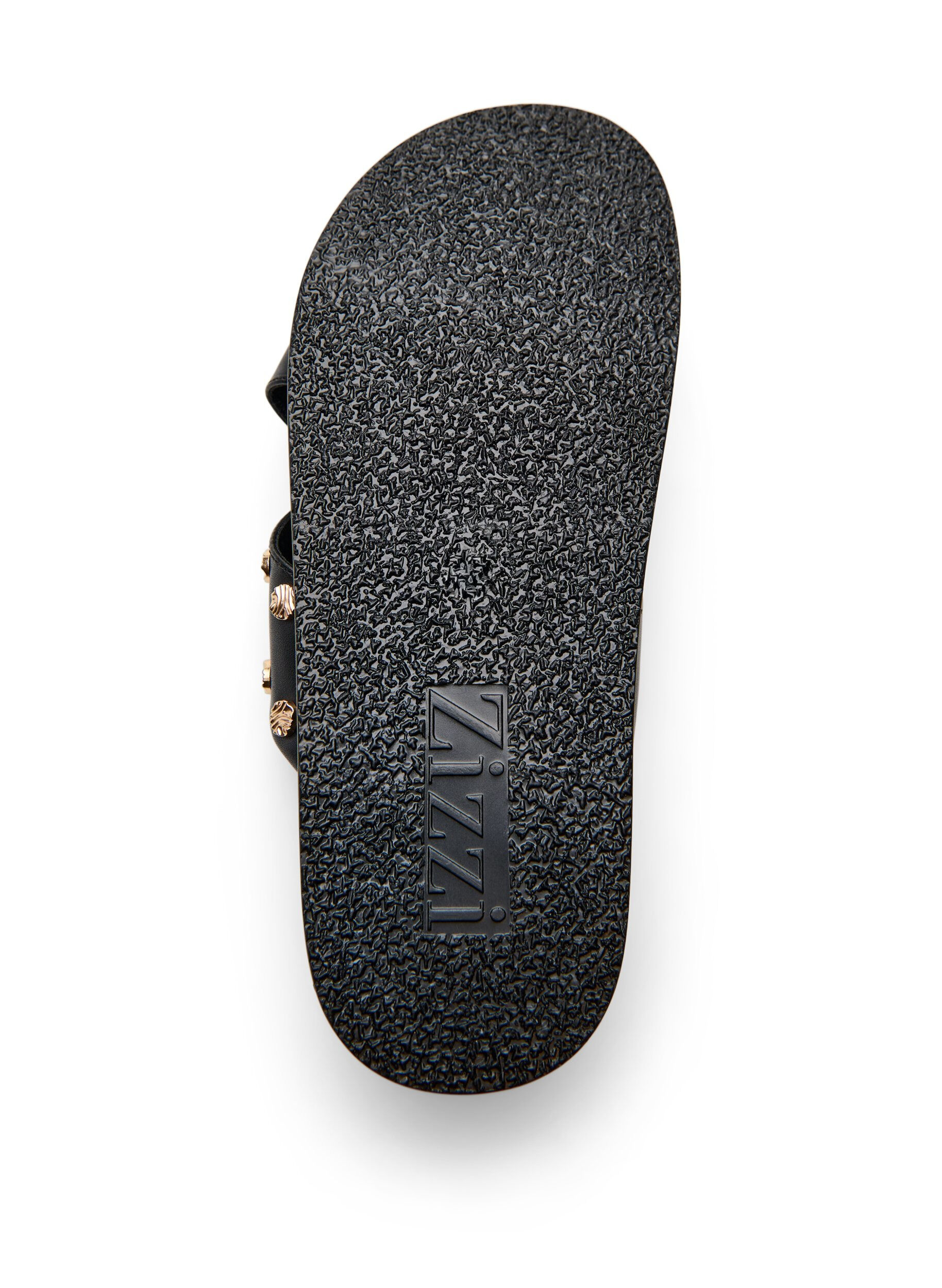 Zizzifashion Sandal with criss-cross straps and decorative studs, Black, Packshot image number 4