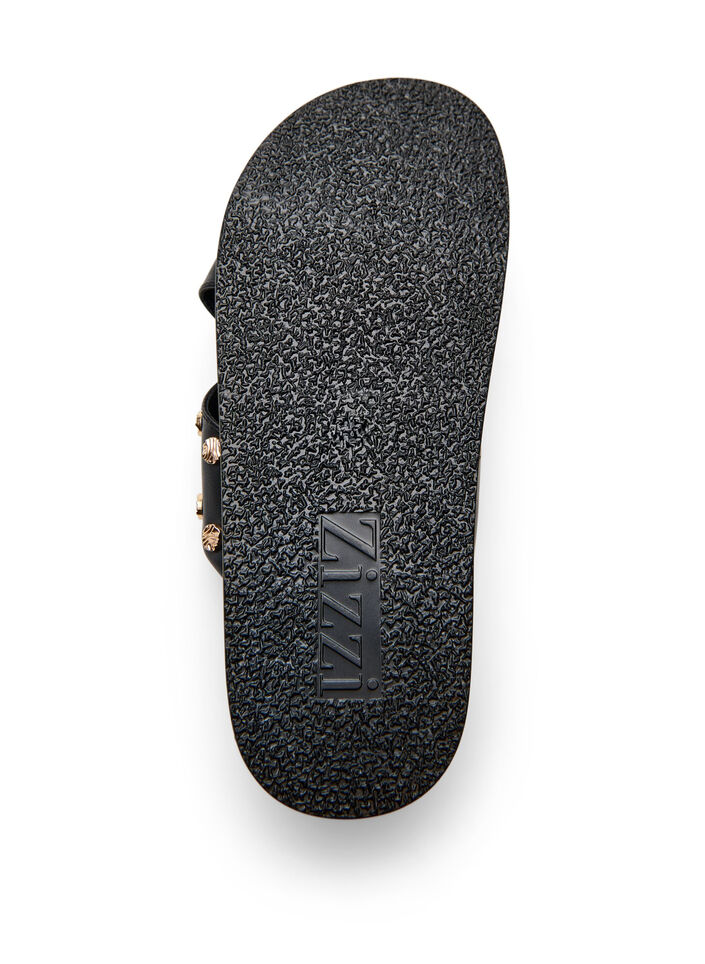Sandal with criss-cross straps and decorative studs, Black, Packshot image number 4