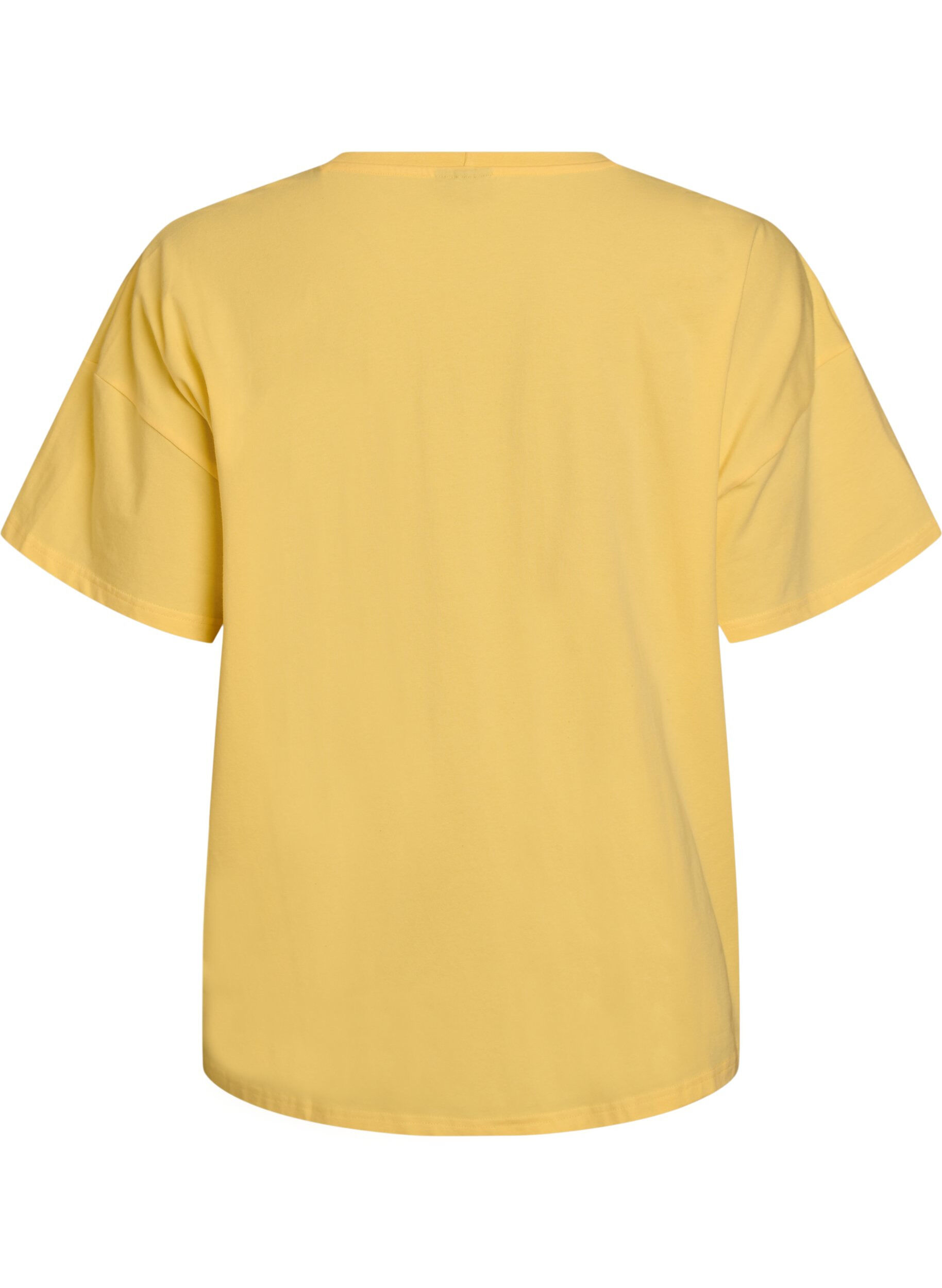 Zizzifashion Organic cotton T-shirt with a small front motif, Yellow, Packshot image number 1