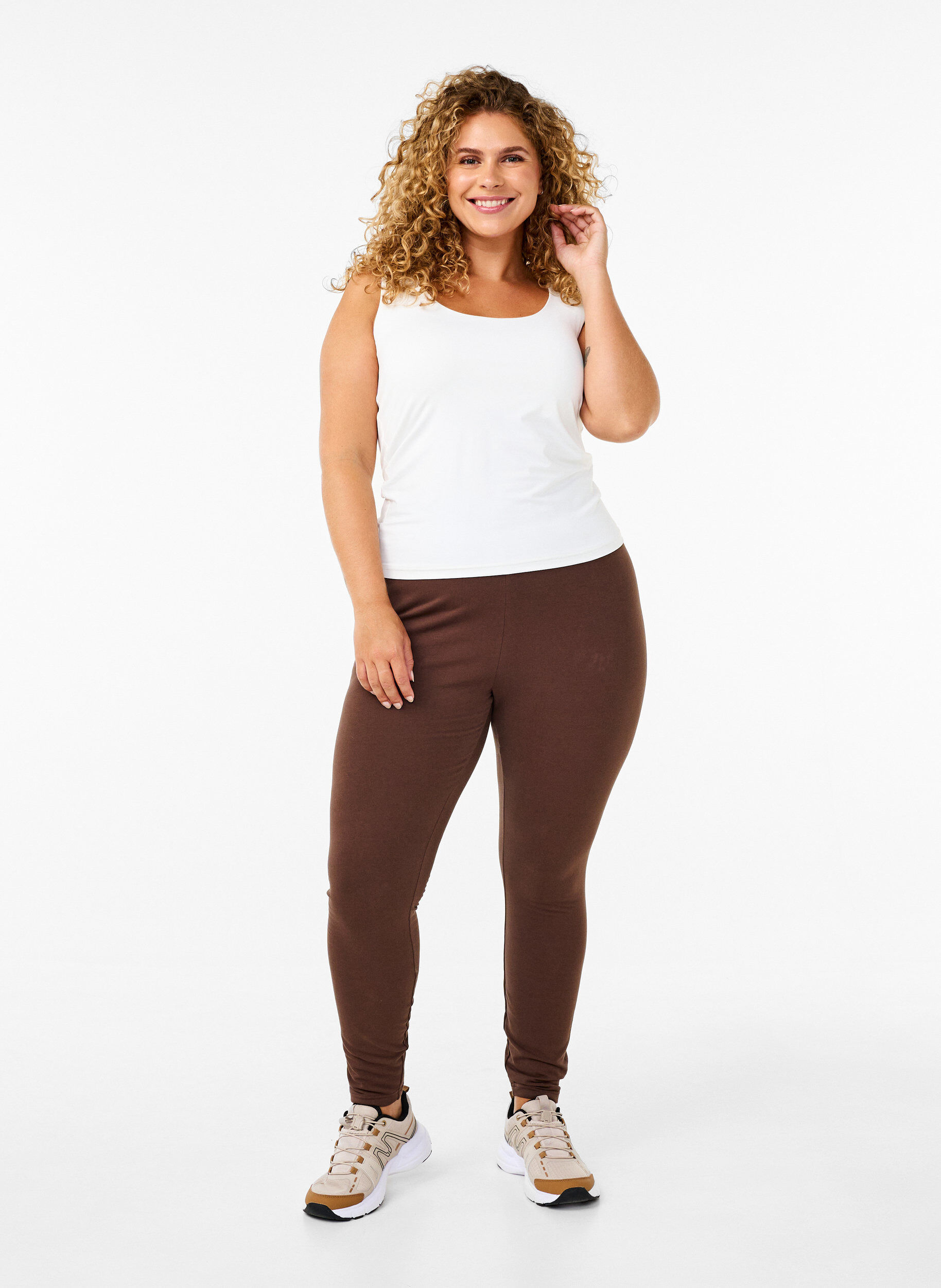 Zizzifashion Cotton leggings with lining, Brown, Model image number 0