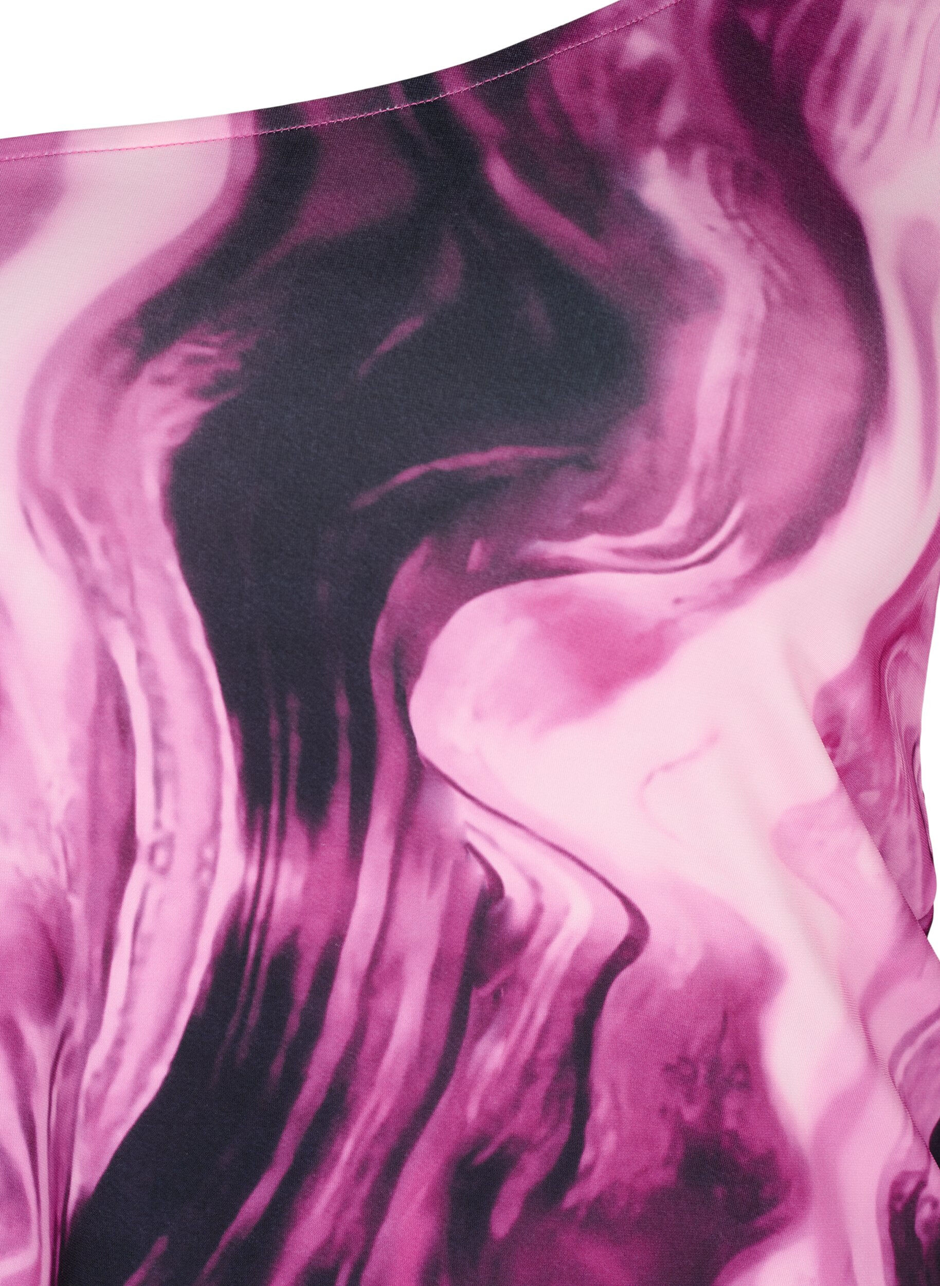 Zizzifashion One-shoulder blouse with print, Raspberry Rose AOP, Packshot image number 2