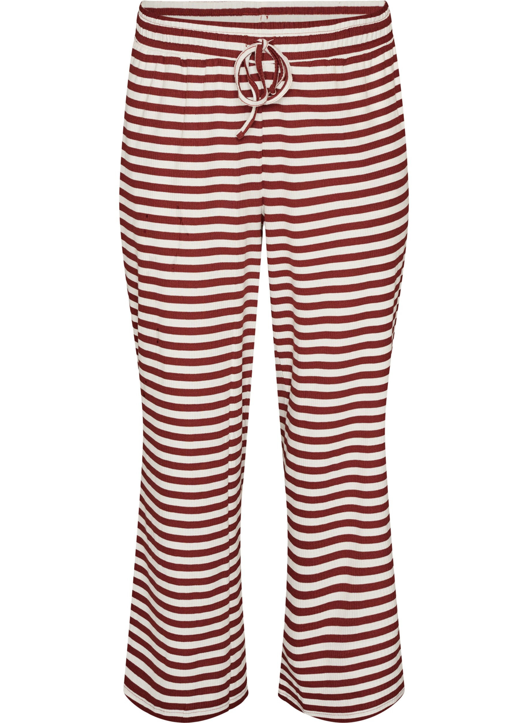 Zizzifashion Striped pyjama bottoms with a high waist and wide legs, Red, Packshot image number 0
