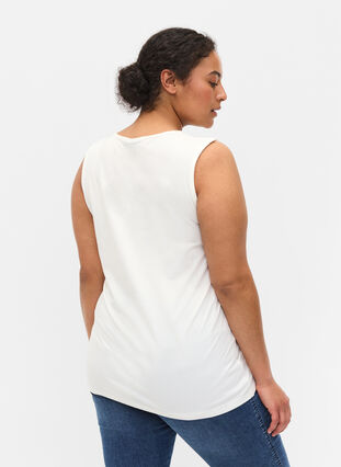 V-neck top with cross details, Warm Off-white, Model image number 1