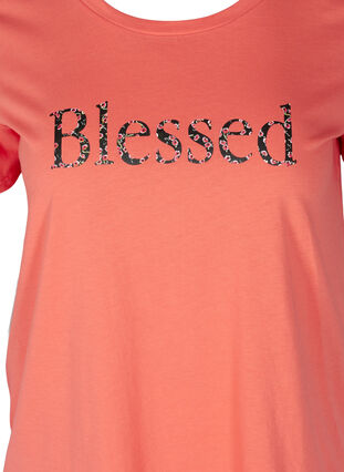 T-shirt with print, Living Coral BLESSED, Packshot image number 2