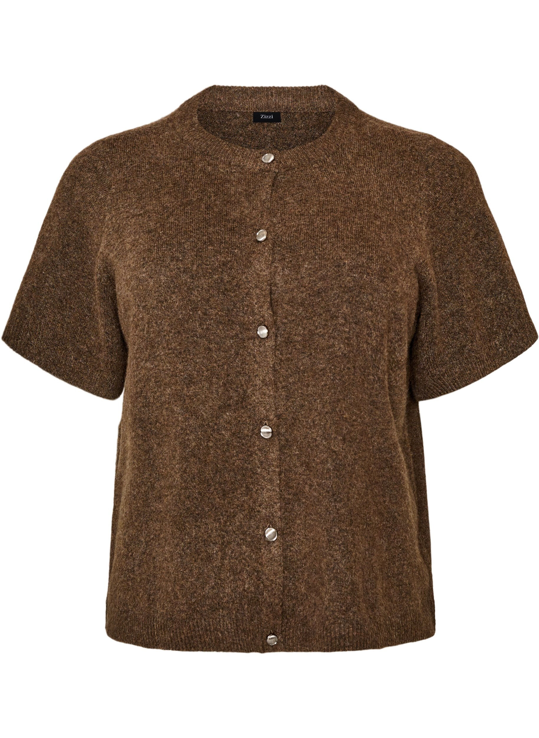Knit cardigan with short sleeves
