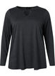 Melange blouse with long sleeves, Black Mel. , Packshot image number 0