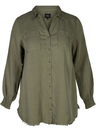 Long-sleeved lyocell shirt, Deep L. Green, Packshot image number 0