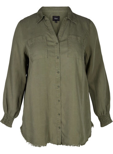 Long-sleeved lyocell shirt, Deep L. Green, Packshot image number 0