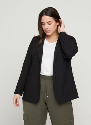 Blazer with pockets and buttons, Black, Model image number 0