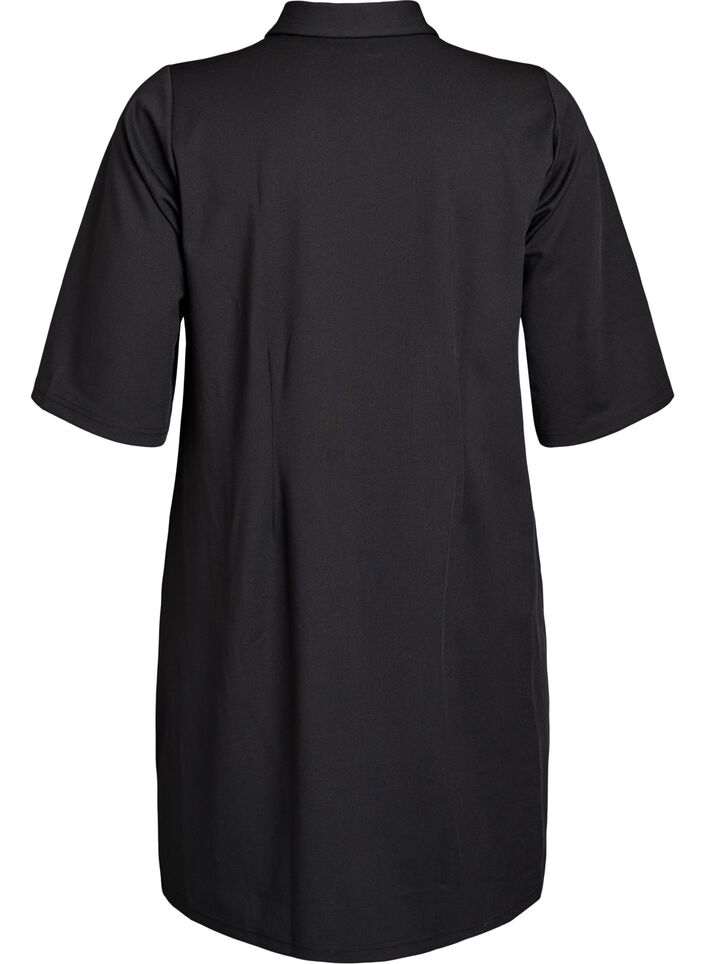 Short shirt dress with 3/4 sleeves, Black, Packshot image number 1