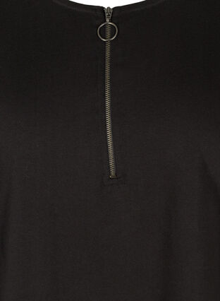 Cotton blouse with a zip detail, Black, Packshot image number 2