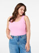 Solid color basic top in cotton, Pink, Model image number 0